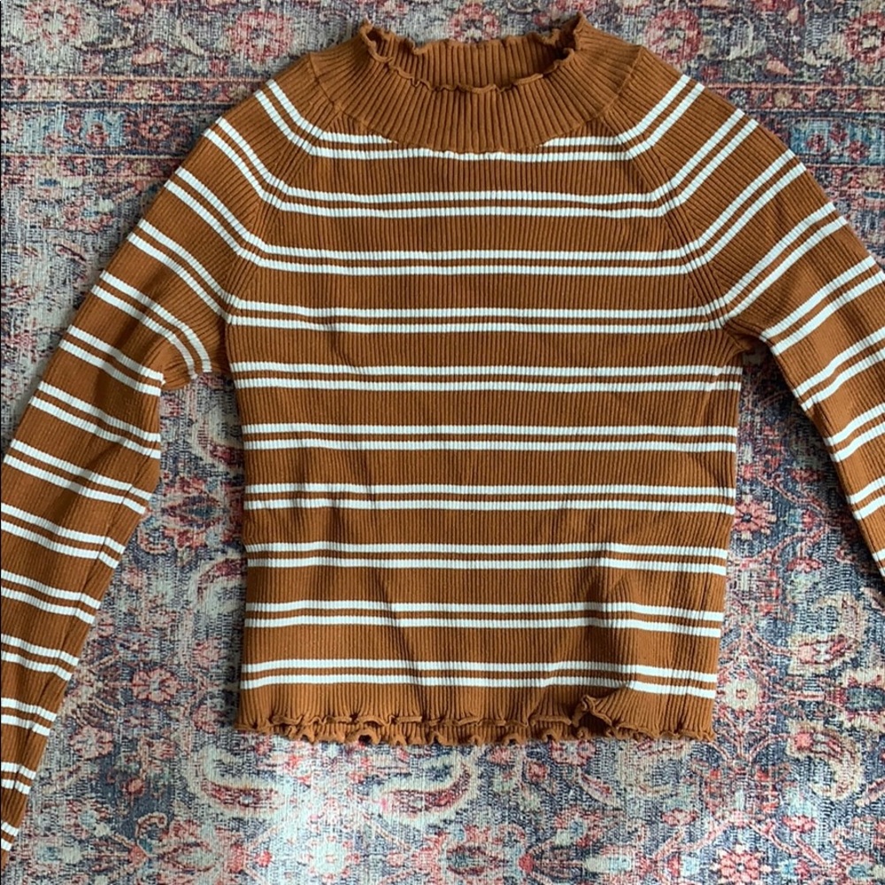 Burnt Orange Striped thin Sweater